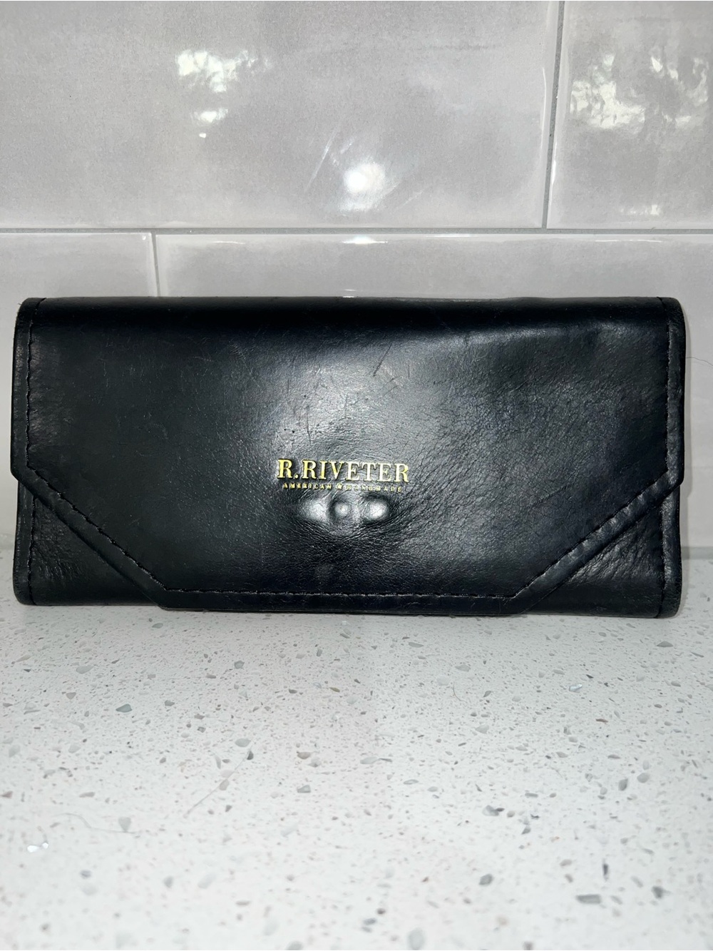 R. Riveter Black Leather Wallet Style 305